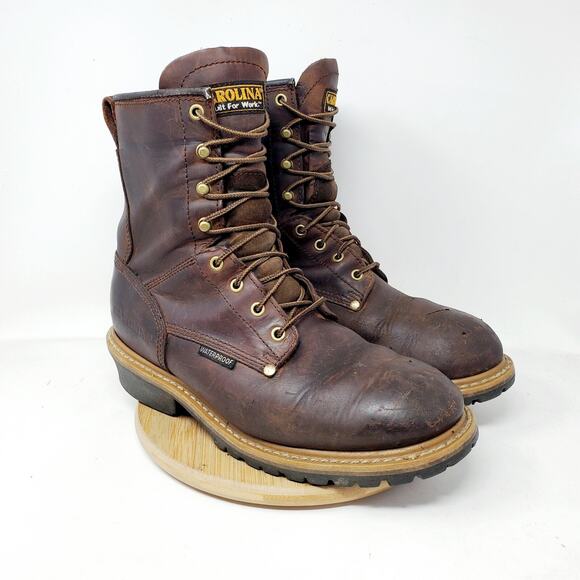 Carolina Elm Boots Mens 9.5 2E WIDE Soft Toe EH Brown Logger Work Shoes CA8821 - Picture 6 of 15